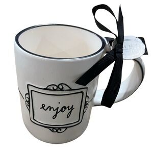 Elegant White Mug with Black Accents by Rae Dunn